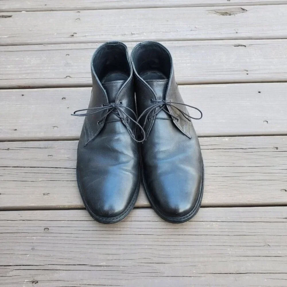 Allen Edmonds Cyrus Black Leather 2‎ Eye Lace-up Comfort Shock Form Chukka Boots
